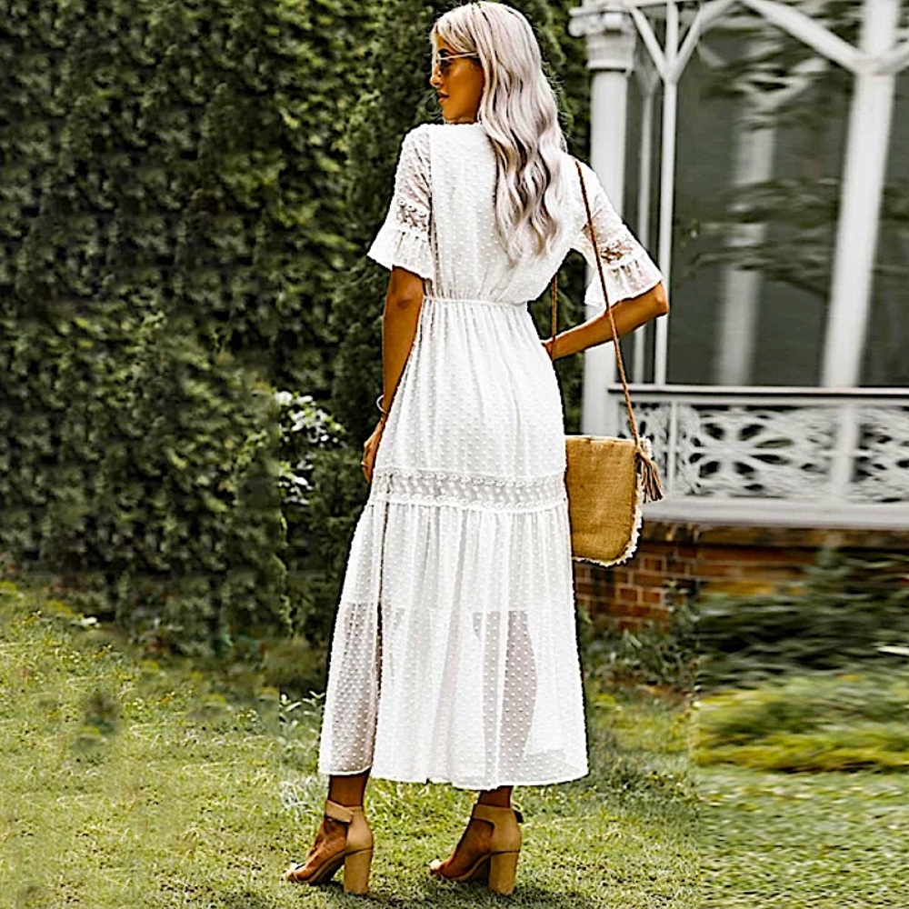 White Lace Maxi Dress - Picture 9 of 14